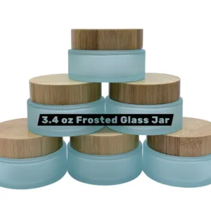 3.4 oz (100 ml) Frosted Glass & Bamboo Jar