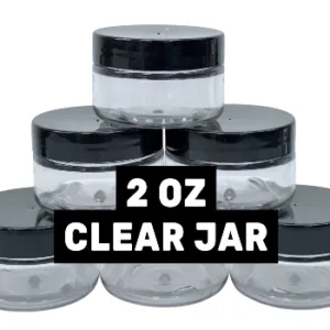 JAR 2 OZ CLEAR, BLACK CAP