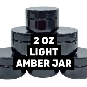 JAR 2 OZ LIGHT AMBER,BLACK CAP