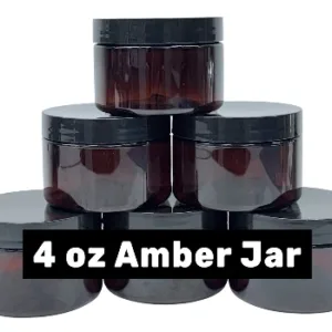 JAR 4 OZ LIGHT AMBER,BLACK CAP